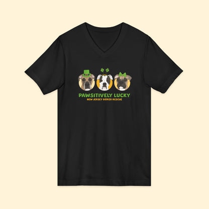 Unisex V - Neck Tee | FUNDRAISER | New Jersey Boxer Rescue | St. Patrick's Day - Detezi Designs - 14584390723276114945