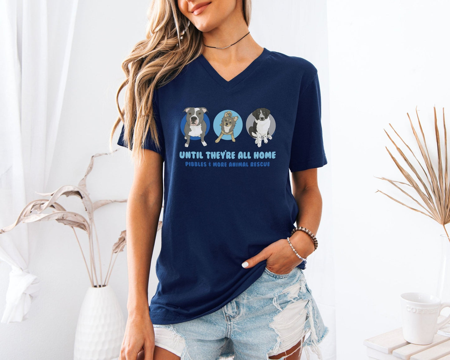 Unisex V - Neck Tee | FUNDRAISER | Pibbles & More Animal Rescue - Detezi Designs - 16634302194910247225