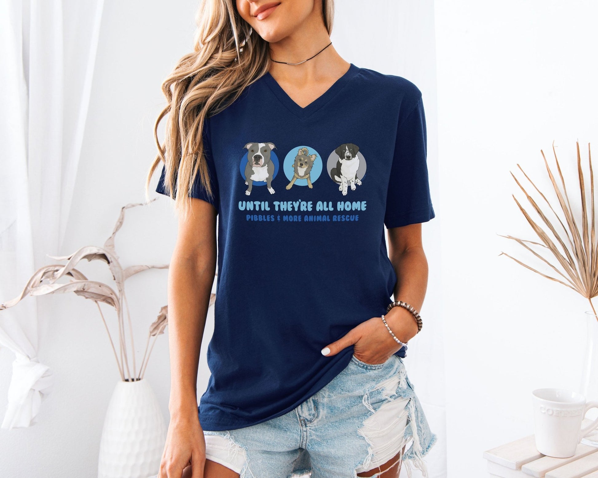 Unisex V - Neck Tee | FUNDRAISER | Pibbles & More Animal Rescue - Detezi Designs - 16634302194910247225