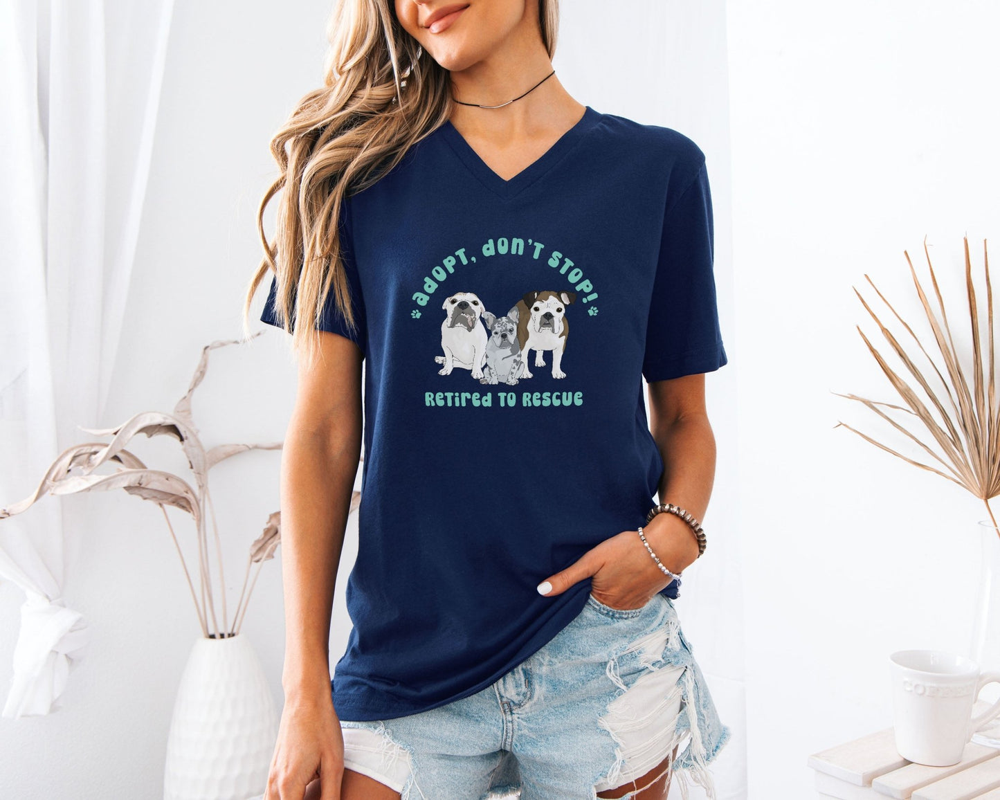 Unisex V - Neck Tee | FUNDRAISER | Retired to Rescue - Detezi Designs - 54989438940086765944