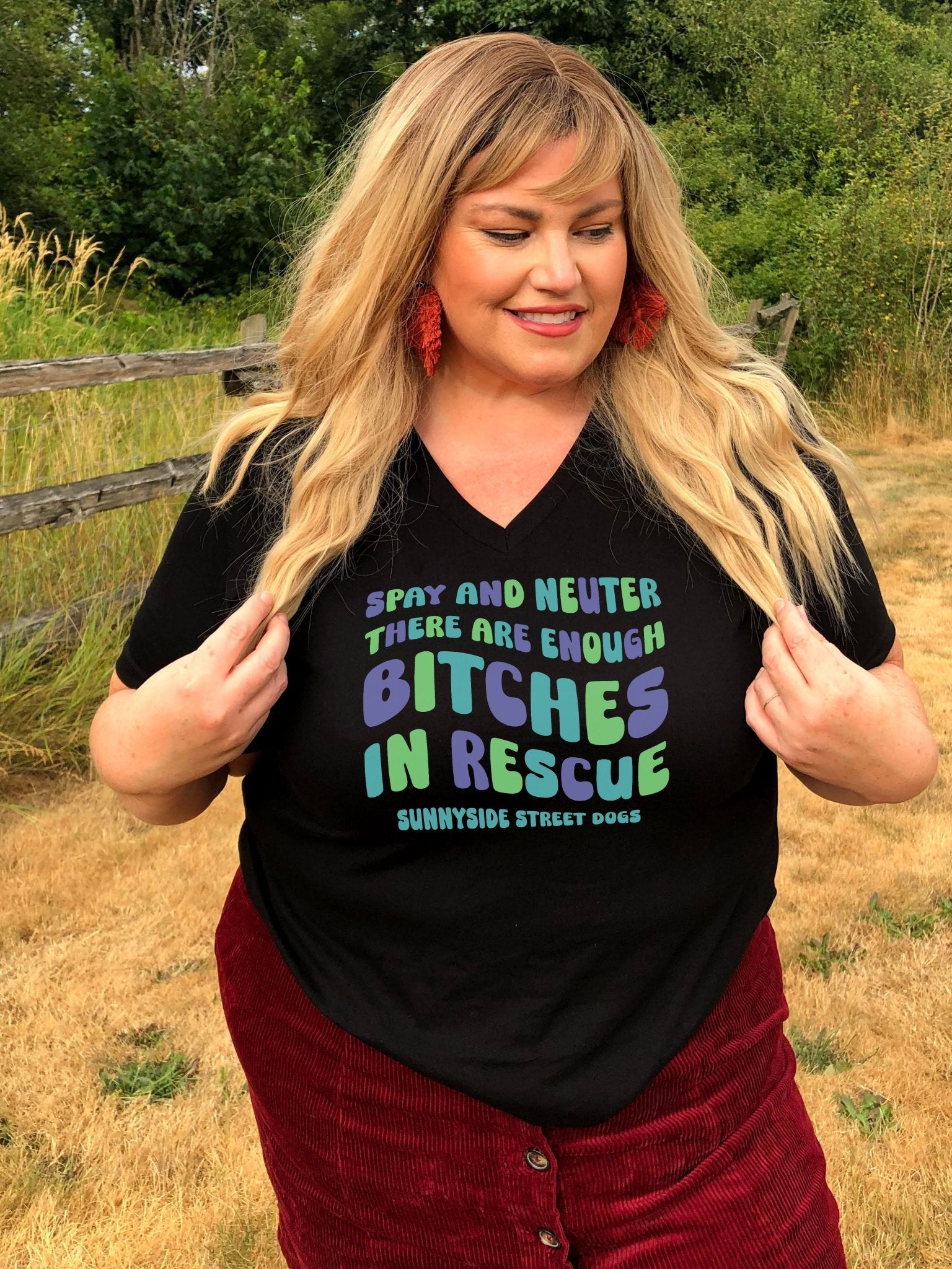 Unisex V - Neck Tee | FUNDRAISER | Sunnyside Street Dogs | Spay & Neuter - Detezi Designs - 13237372198303521201