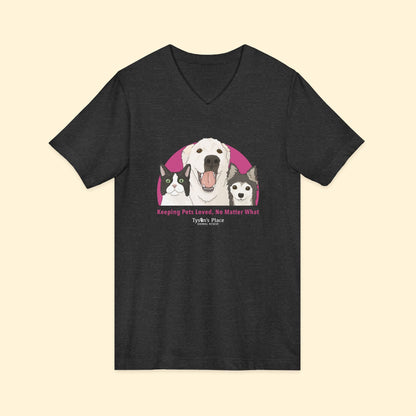Unisex V-Neck Tee | FUNDRAISER | Tyson's Place - Detezi Designs-21382596241538675518
