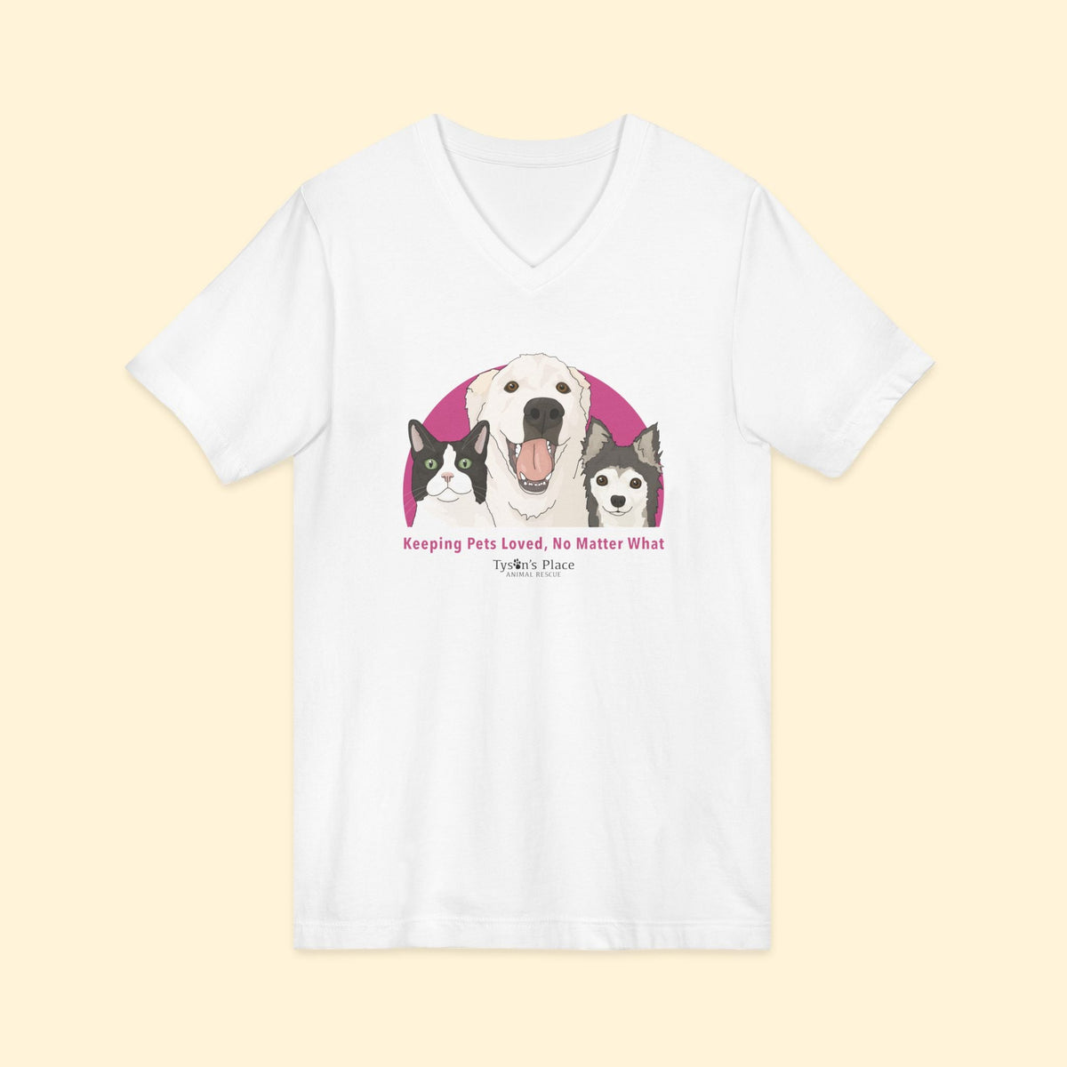 Unisex V-Neck Tee | FUNDRAISER | Tyson's Place - Detezi Designs-45585776532073860112