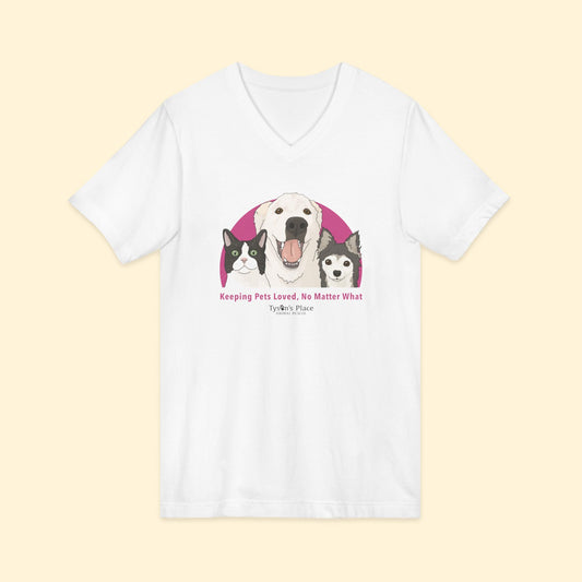 Unisex V-Neck Tee | FUNDRAISER | Tyson's Place - Detezi Designs-45585776532073860112