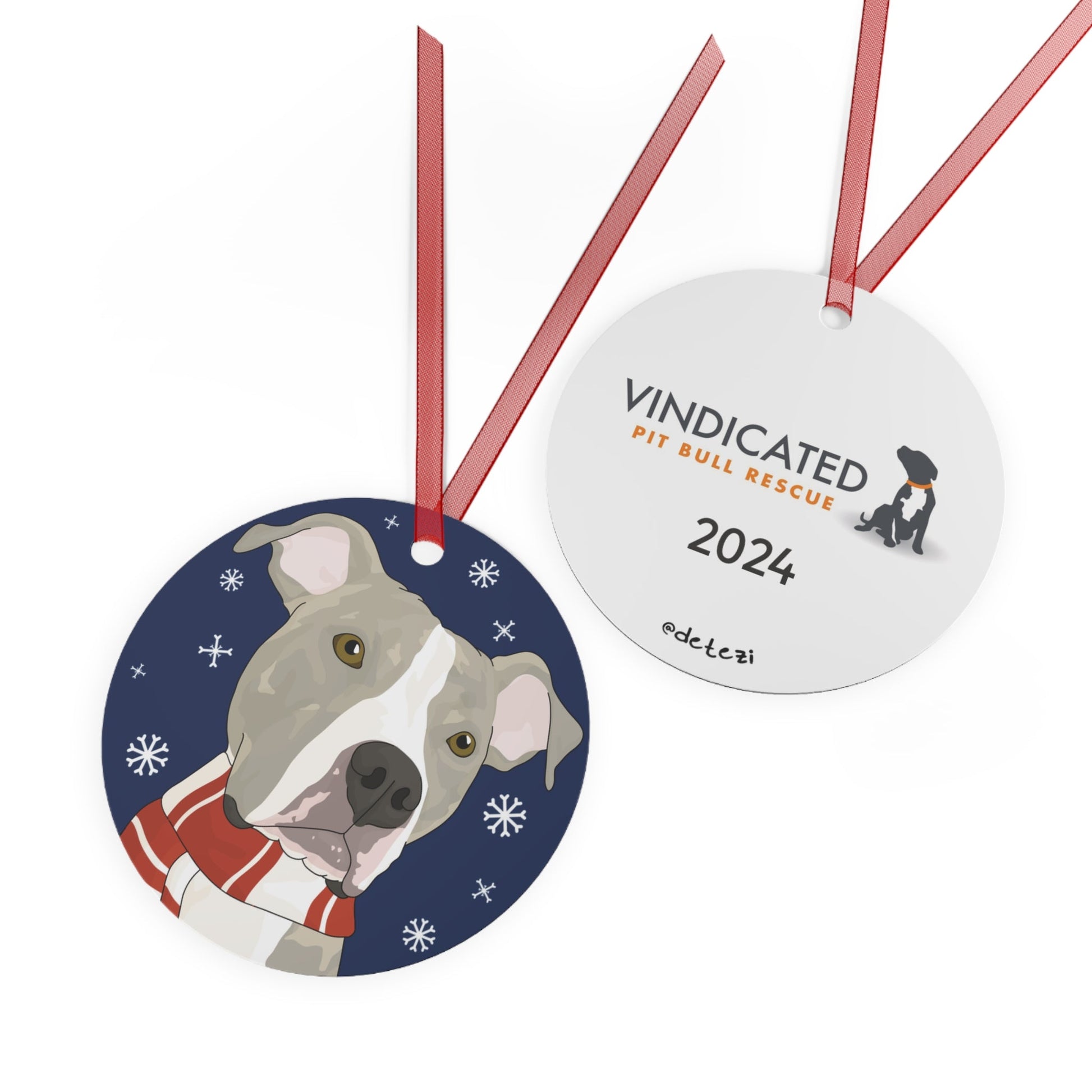 Vindicated Pit Bull Rescue | FUNDRAISER | 2024 Holiday Ornament - Detezi Designs - 31038737854209944797