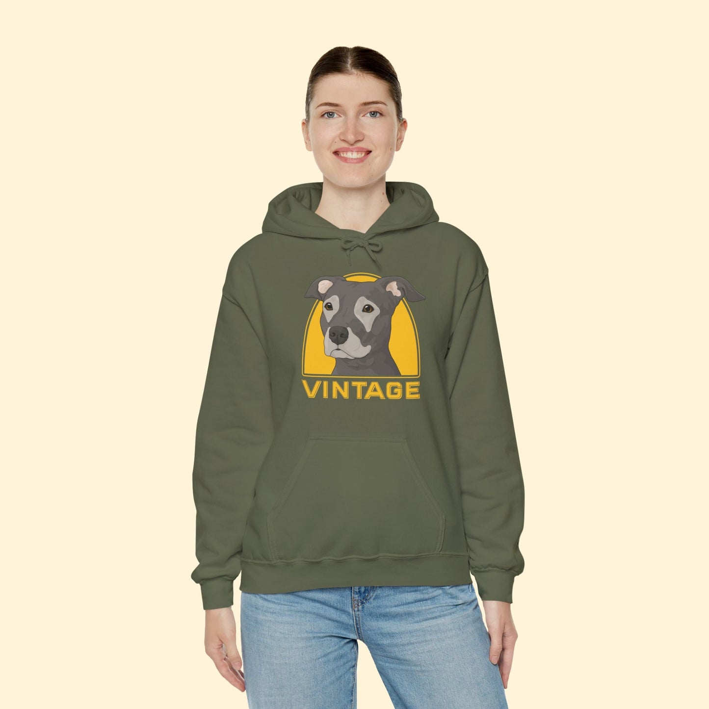 Vintage Dog | Hooded Sweatshirt - Detezi Designs - 51010273091106032486