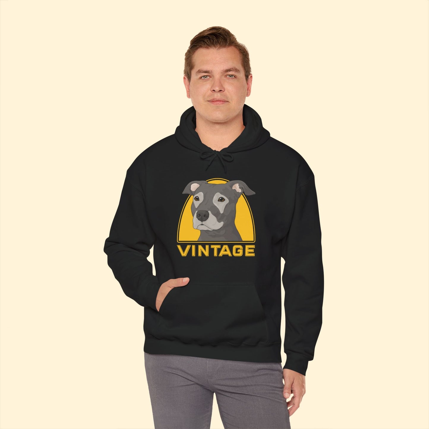 Vintage Dog | Hooded Sweatshirt - Detezi Designs - 78828523273088942400