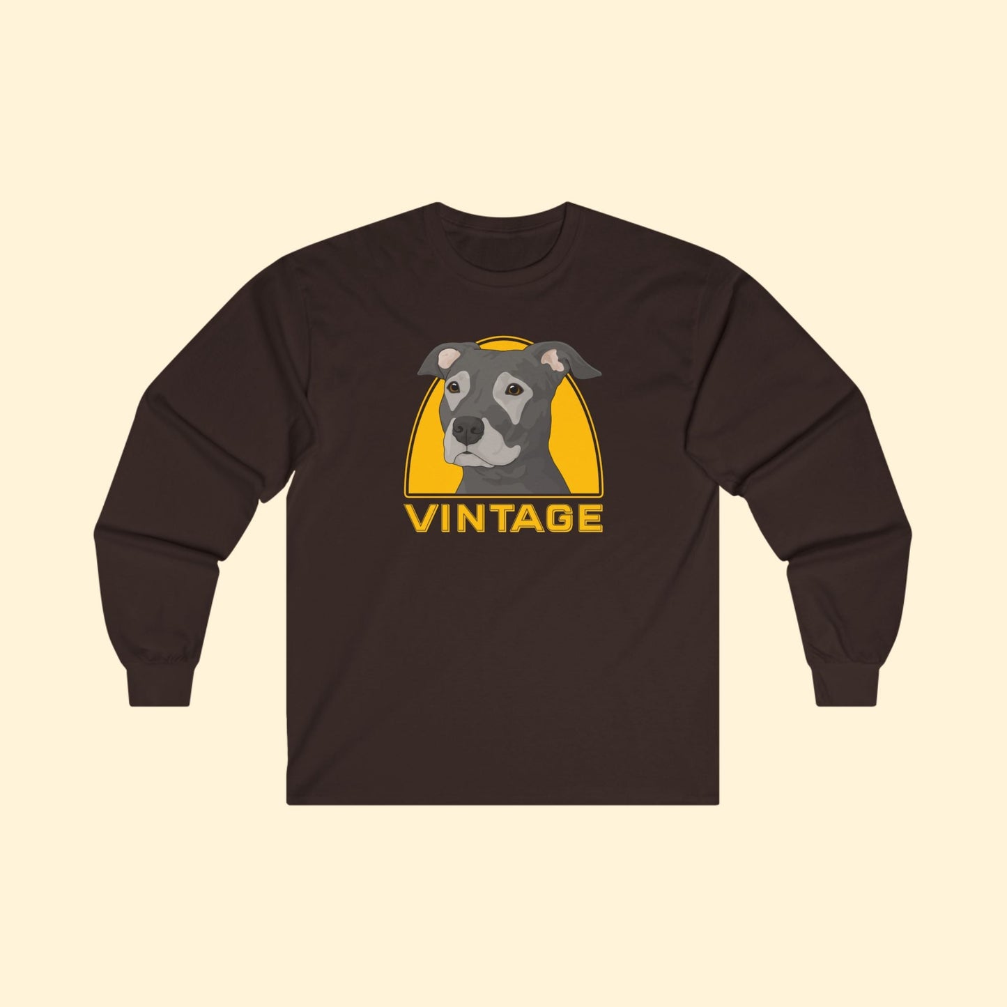 Vintage Dog | Long Sleeve Tee - Detezi Designs - 10164769276453288094