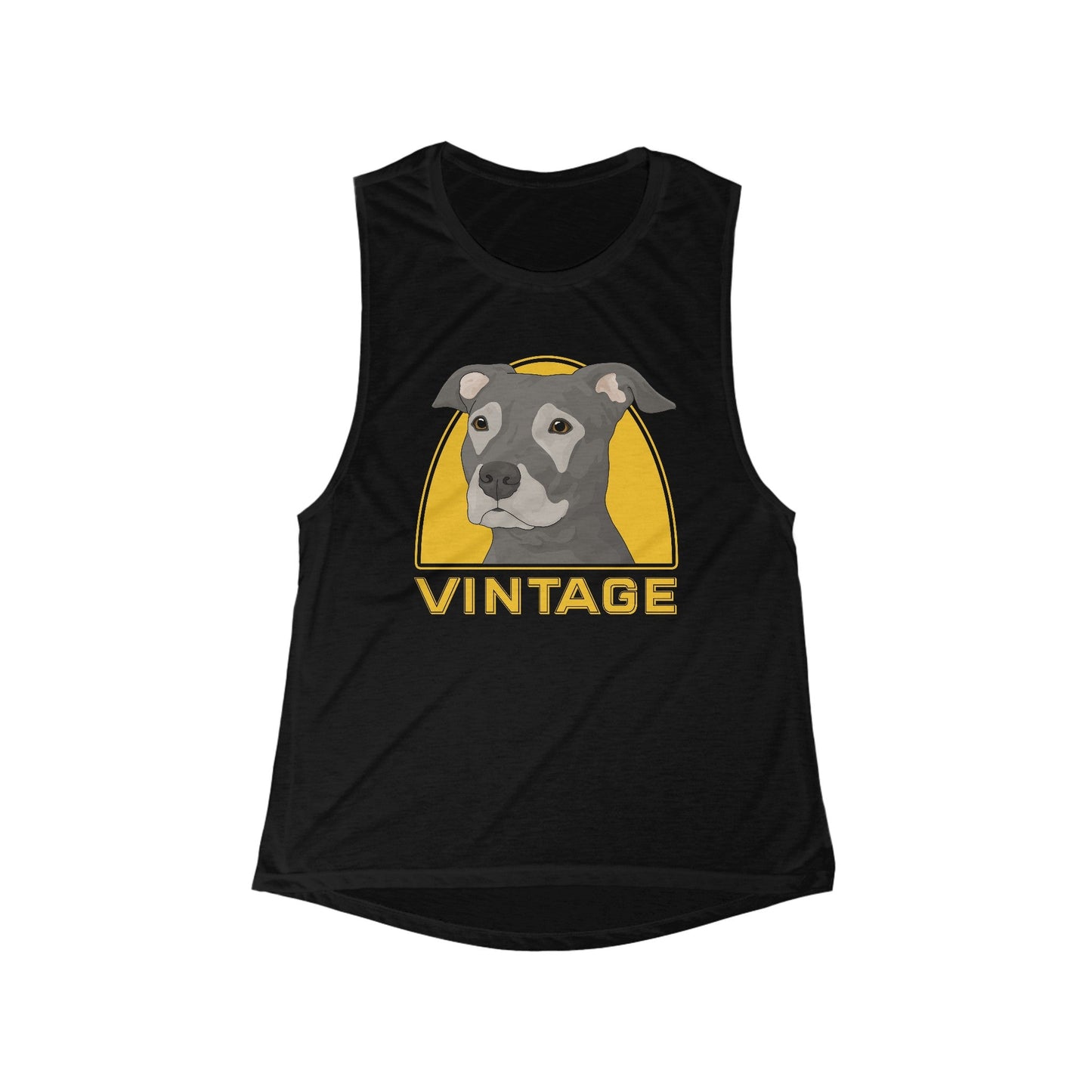 Vintage Dog | Women's Flowy Scoop Muscle Tank - Detezi Designs-16041463204810527537