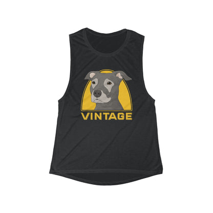 Vintage Dog | Women's Flowy Scoop Muscle Tank - Detezi Designs-16133145284606783020