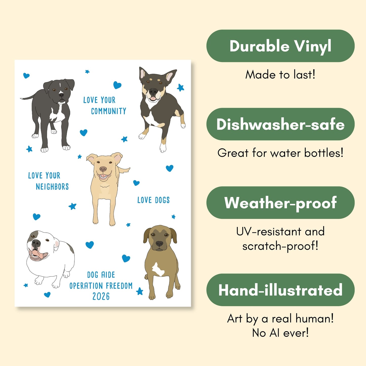 Vinyl Sticker | FUNDRAISER | Dog Aide | Operation Freedom 2026 - Detezi Designs-
