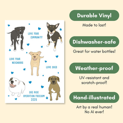 Vinyl Sticker | FUNDRAISER | Dog Aide | Operation Freedom 2026 - Detezi Designs-