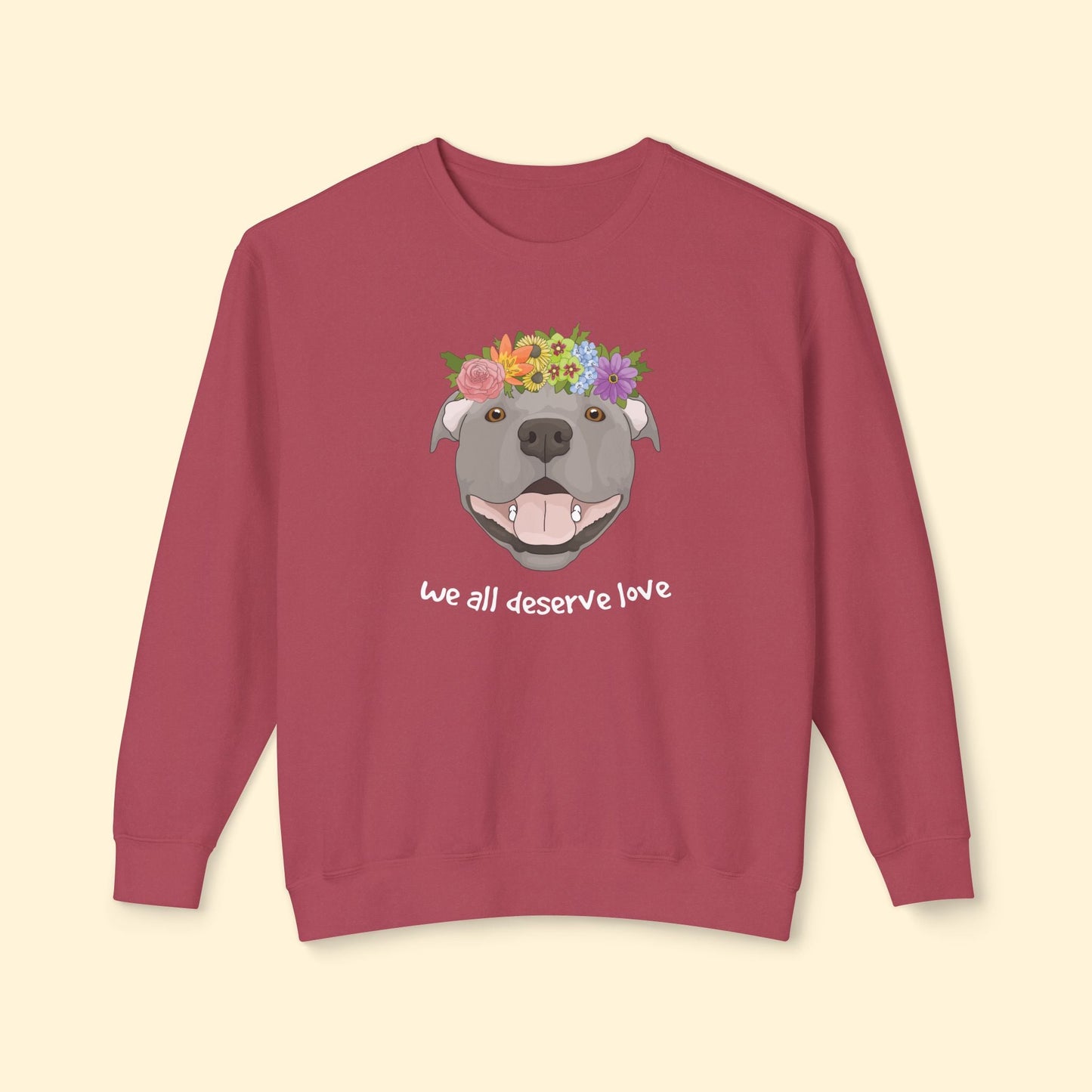 We All Deserve Love | Lightweight Comfort Colors Crewneck Sweatshirt - Detezi Designs - 11879716902205161115