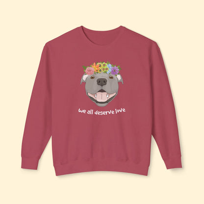 We All Deserve Love | Lightweight Comfort Colors Crewneck Sweatshirt - Detezi Designs - 11879716902205161115