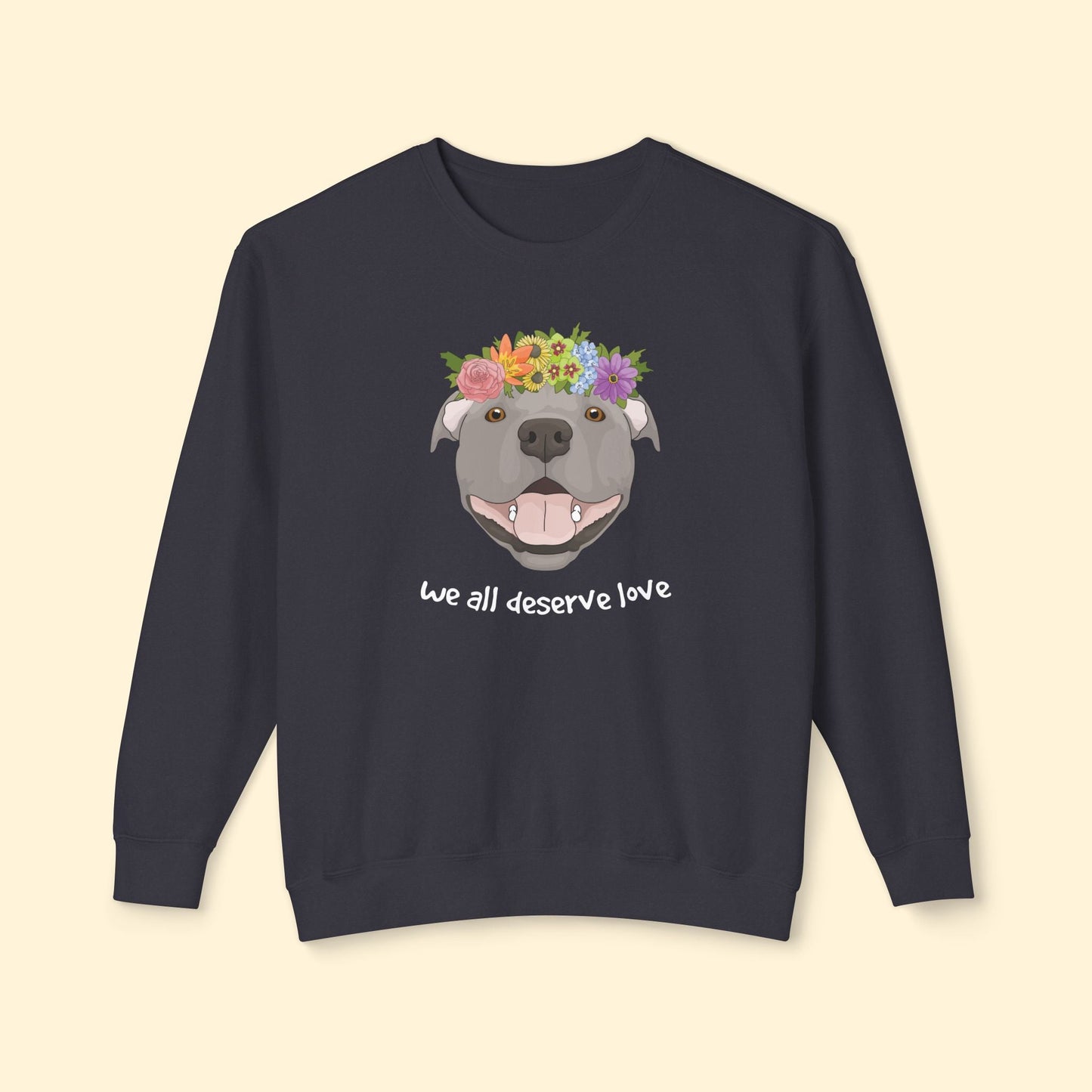 We All Deserve Love | Lightweight Comfort Colors Crewneck Sweatshirt - Detezi Designs - 21550516354076850134