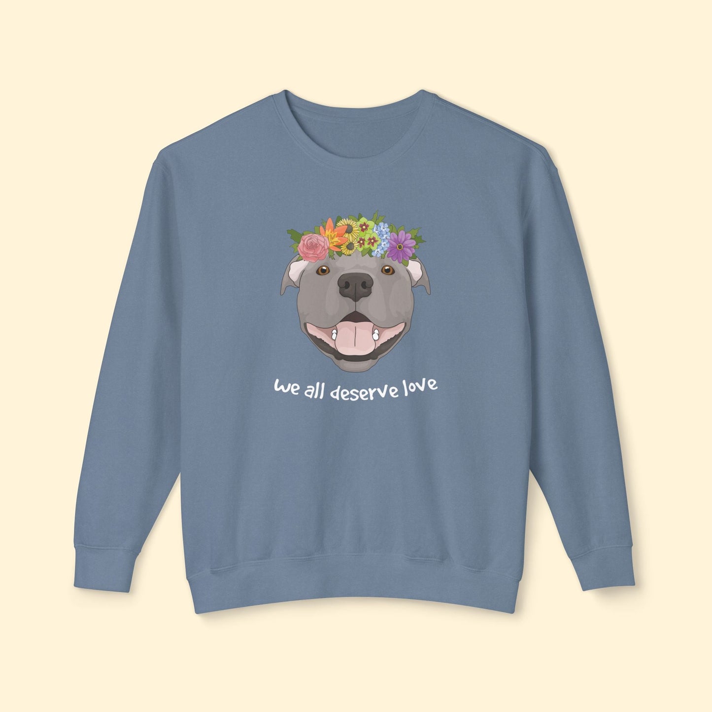 We All Deserve Love | Lightweight Comfort Colors Crewneck Sweatshirt - Detezi Designs - 32336002557217294132