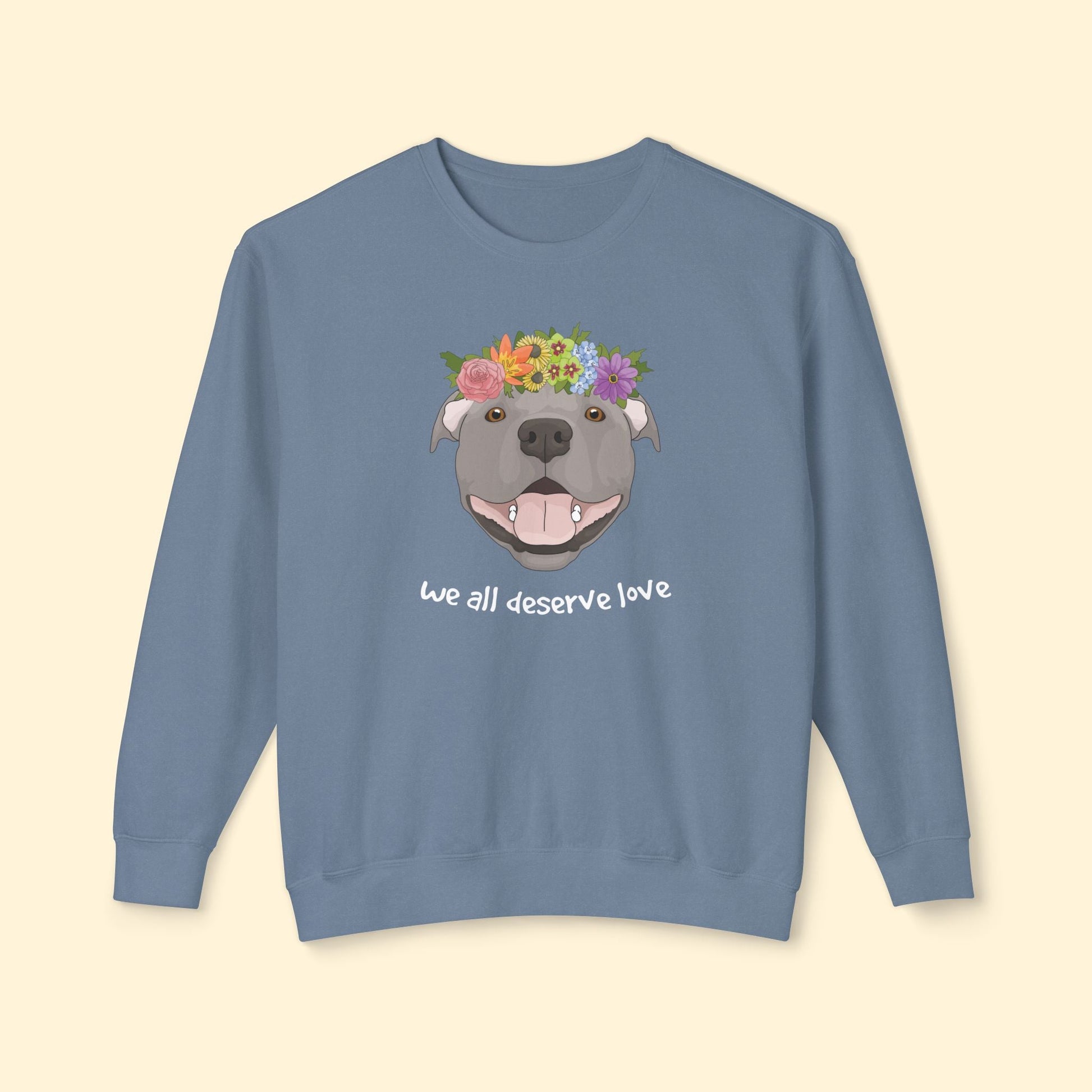 We All Deserve Love | Lightweight Comfort Colors Crewneck Sweatshirt - Detezi Designs - 32336002557217294132