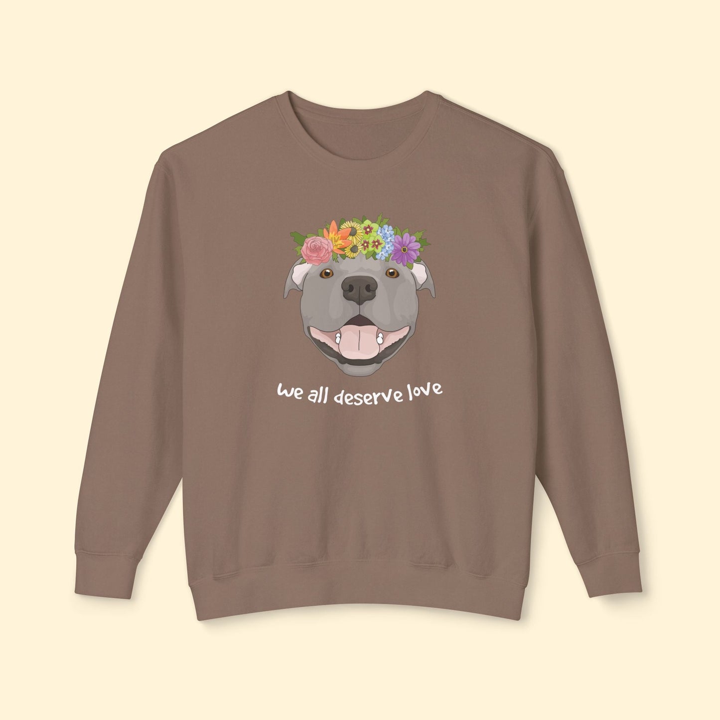 We All Deserve Love | Lightweight Comfort Colors Crewneck Sweatshirt - Detezi Designs - 41035791766581409982