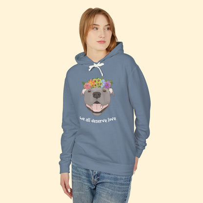 We All Deserve Love | Lightweight Comfort Colors Hooded Sweatshirt - Detezi Designs - 38153349904588186805
