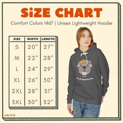We All Deserve Love | Lightweight Comfort Colors Hooded Sweatshirt - Detezi Designs - 38153349904588186805