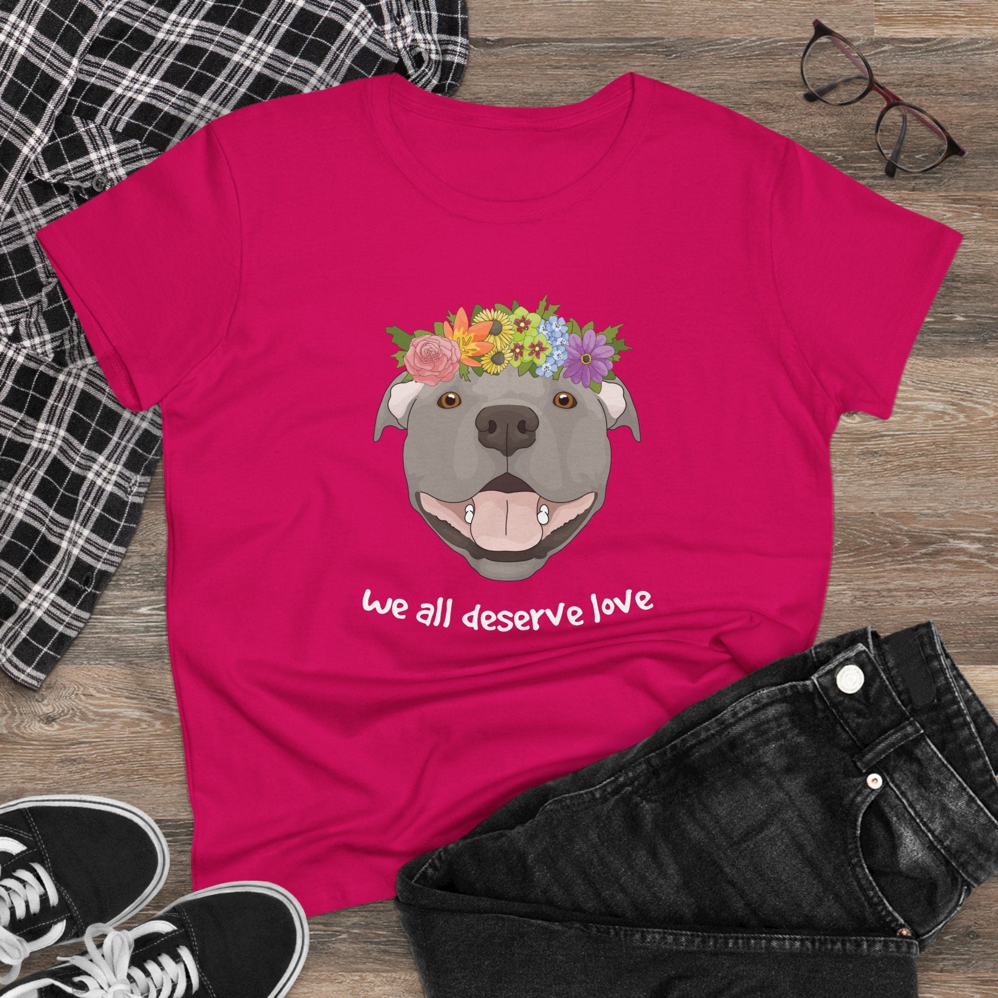 We All Deserve Love | Women's Midweight Cotton Tee - Detezi Designs - 13585111490432132006