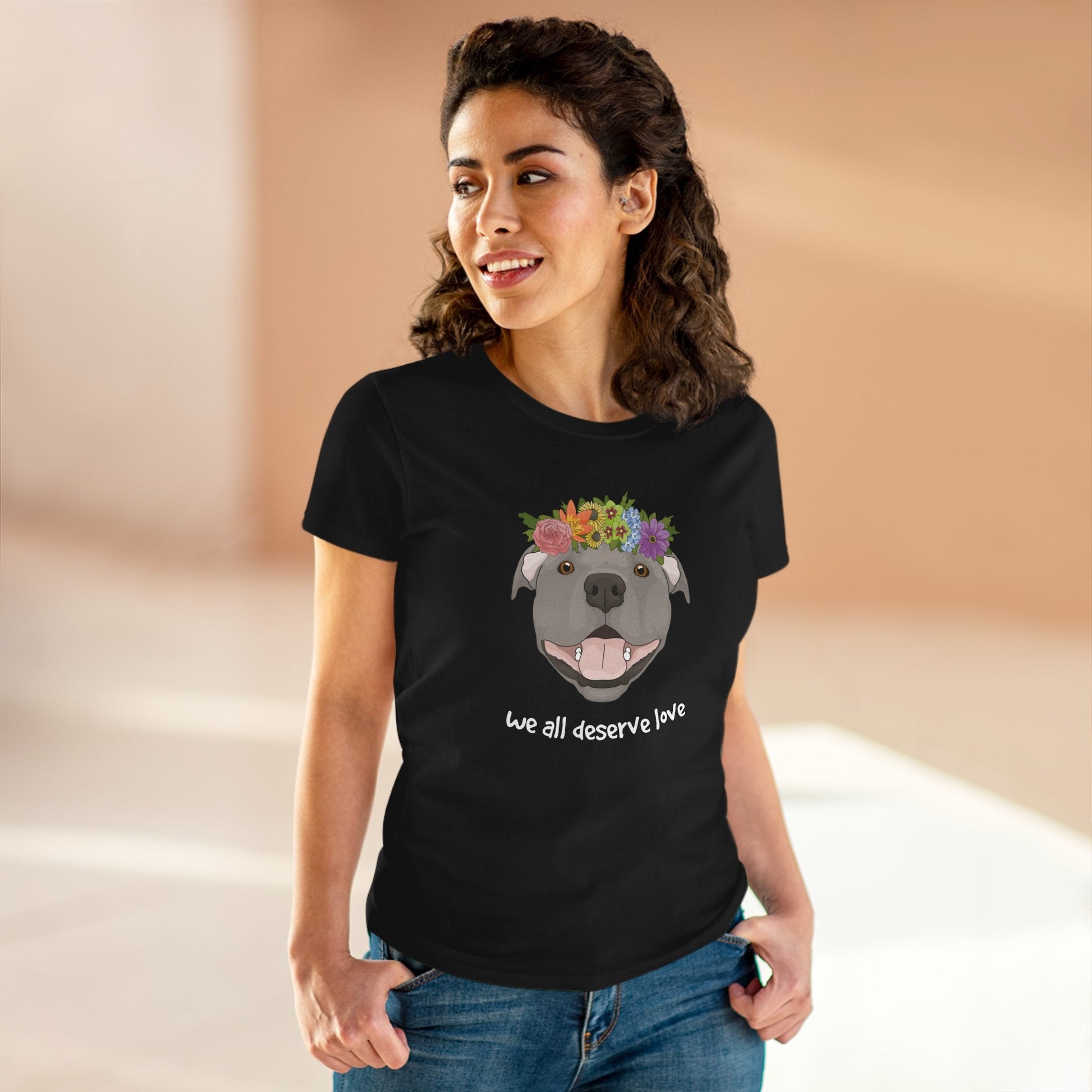 We All Deserve Love | Women's Midweight Cotton Tee - Detezi Designs - 13585111490432132006