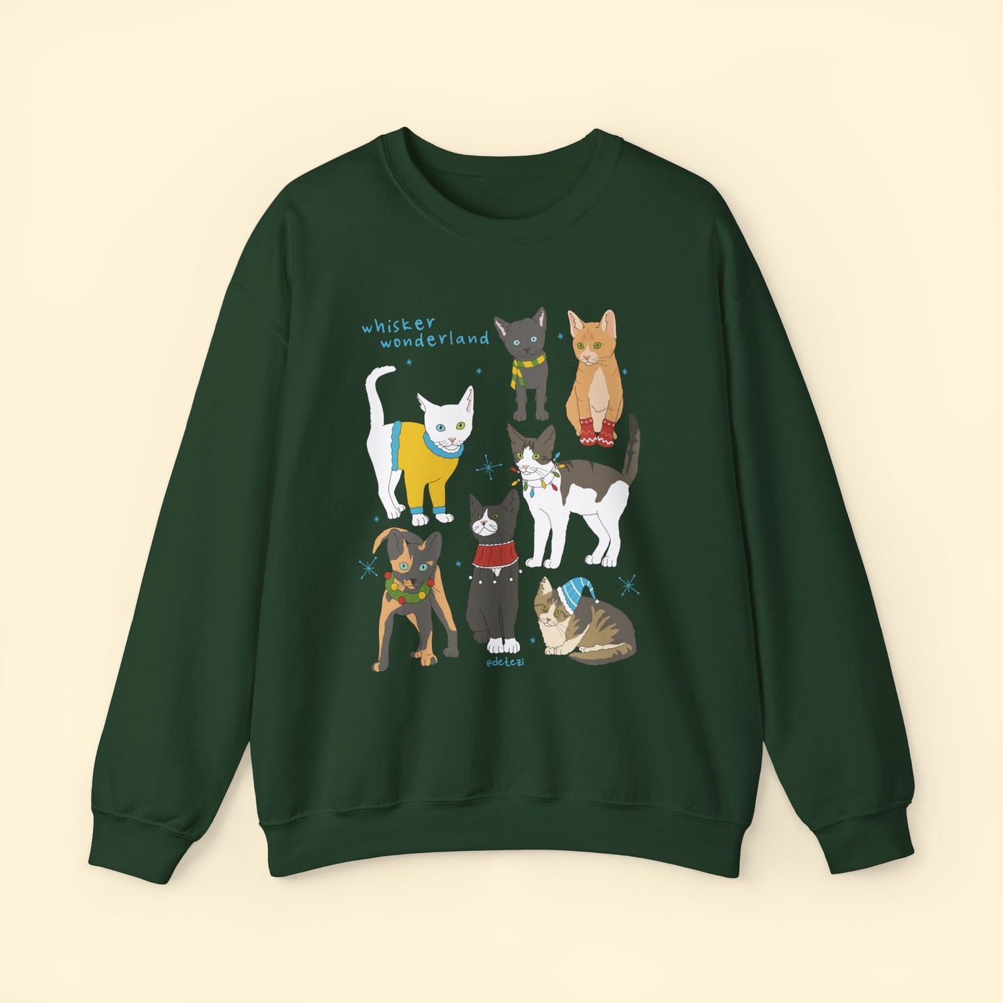 Whisker Wonderland | Crewneck Sweatshirt - Detezi Designs - 65443623689127432126