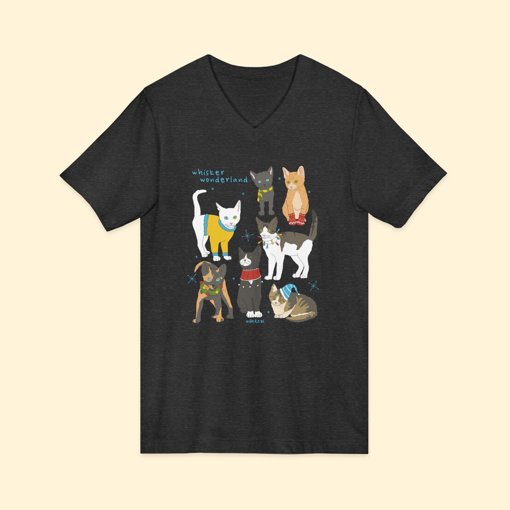 Whisker Wonderland | Unisex V - Neck Tee - Detezi Designs - 68912027840937840271
