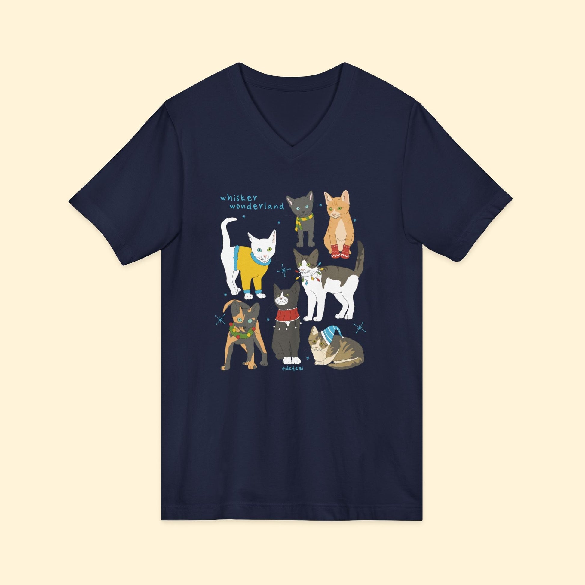 Whisker Wonderland | Unisex V - Neck Tee - Detezi Designs - 69283059634958946457