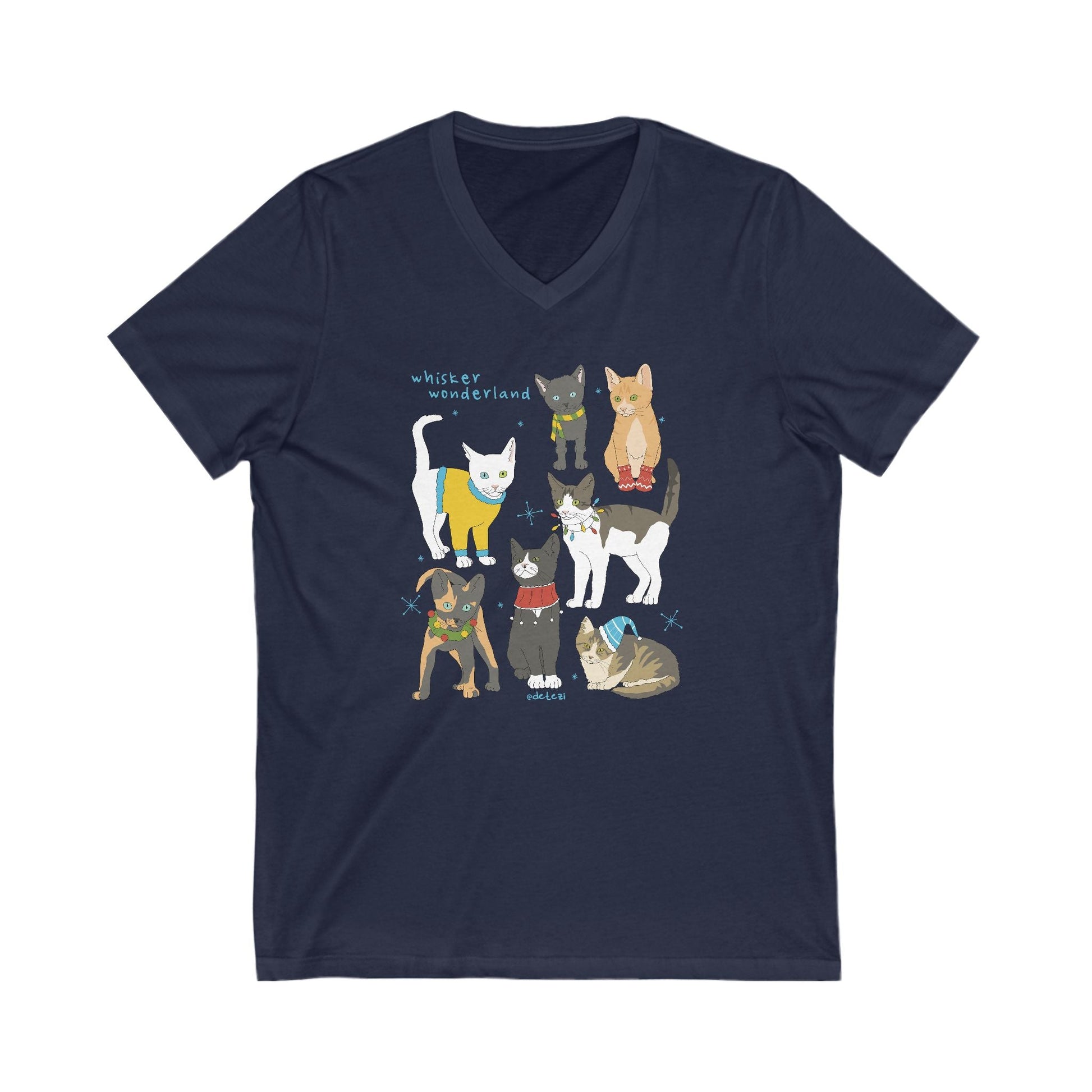 Whisker Wonderland | Unisex V - Neck Tee - Detezi Designs - 69283059634958946457