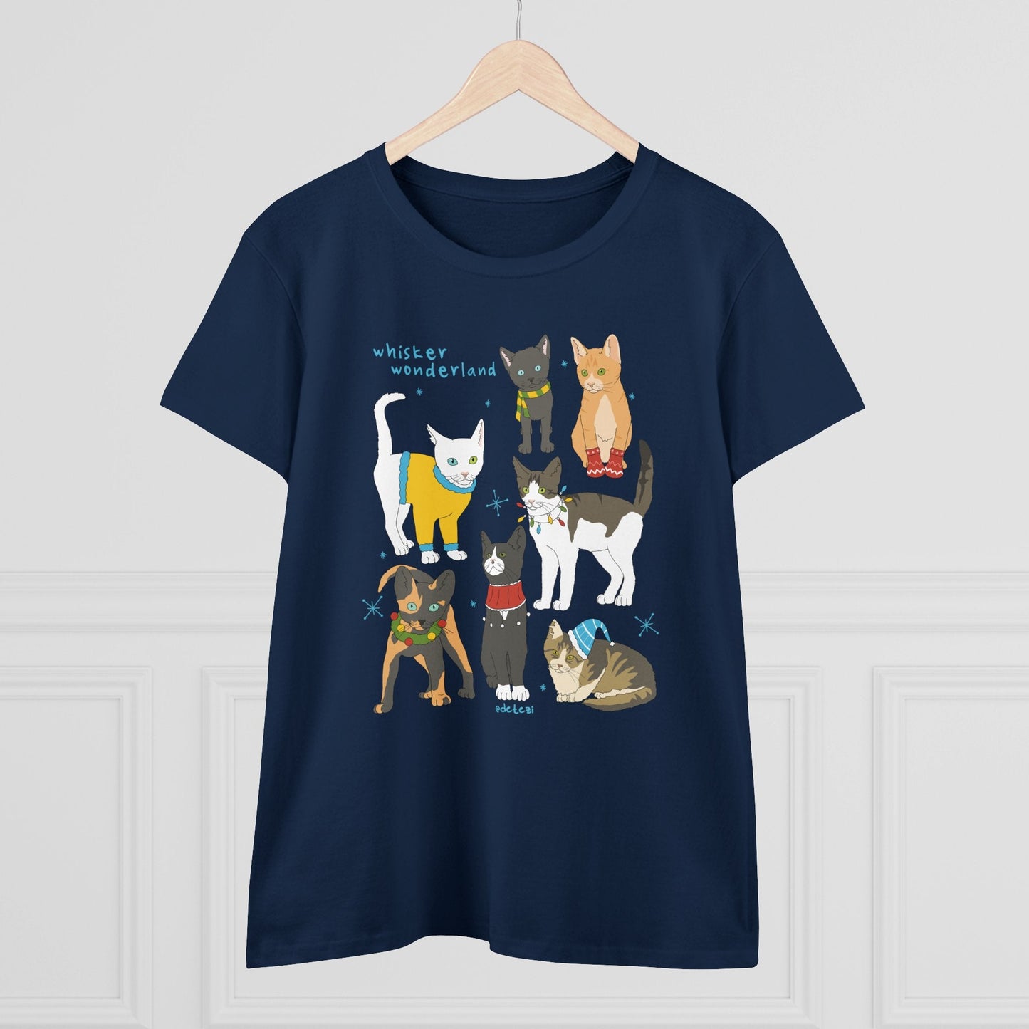 Whisker Wonderland | Women's Midweight Cotton Tee - Detezi Designs - 28253540330926349738