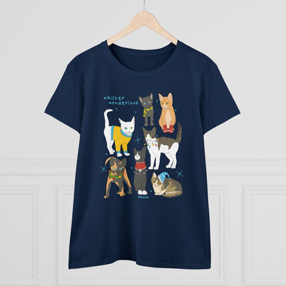 Whisker Wonderland | Women's Midweight Cotton Tee - Detezi Designs - 28253540330926349738