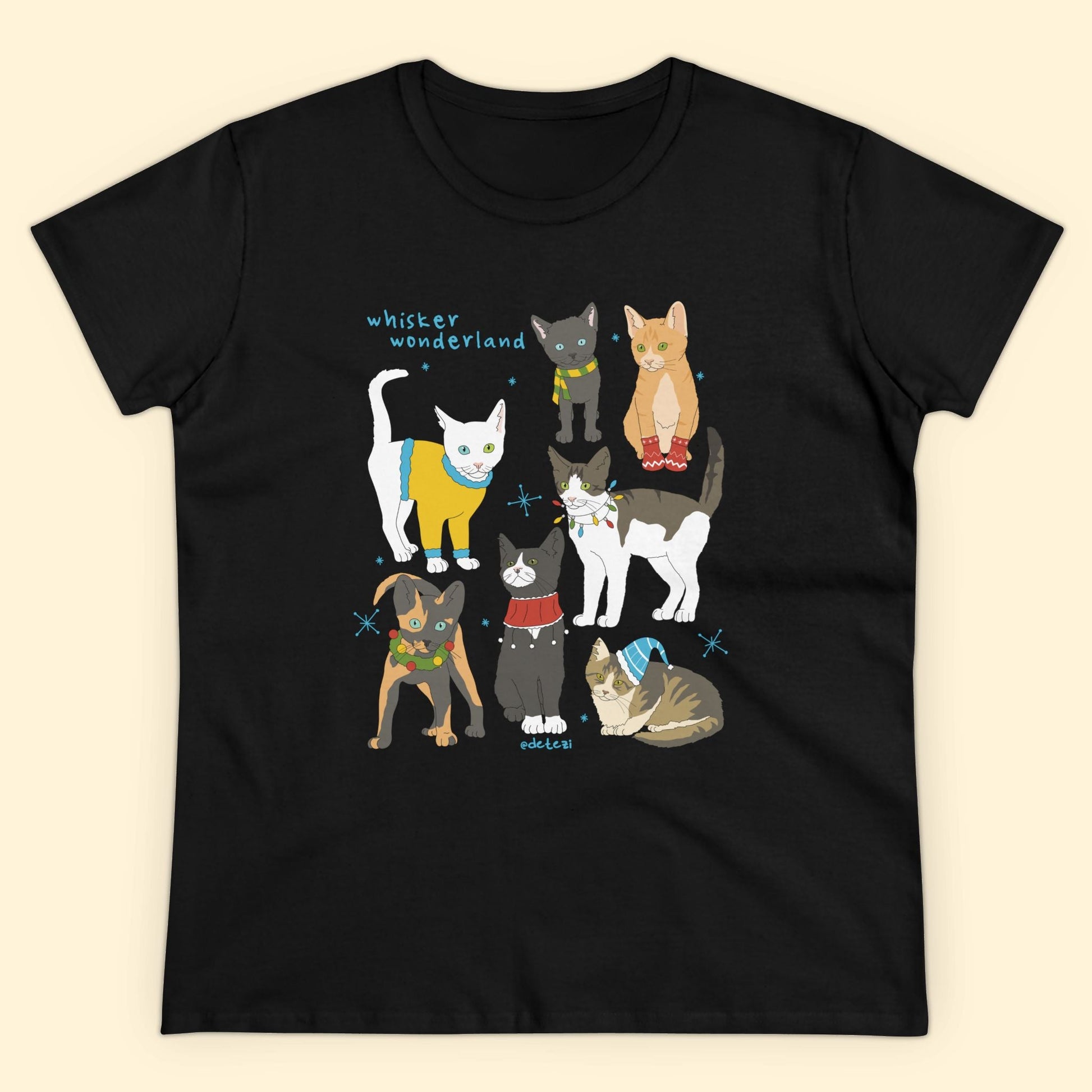 Whisker Wonderland | Women's Midweight Cotton Tee - Detezi Designs - 28495083292683271127