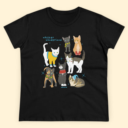 Whisker Wonderland | Women's Midweight Cotton Tee - Detezi Designs - 28495083292683271127