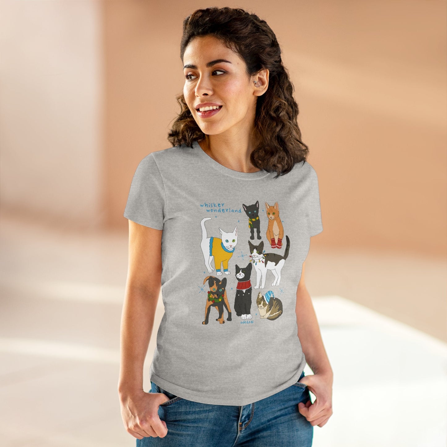 Whisker Wonderland | Women's Midweight Cotton Tee - Detezi Designs - 28495083292683271127