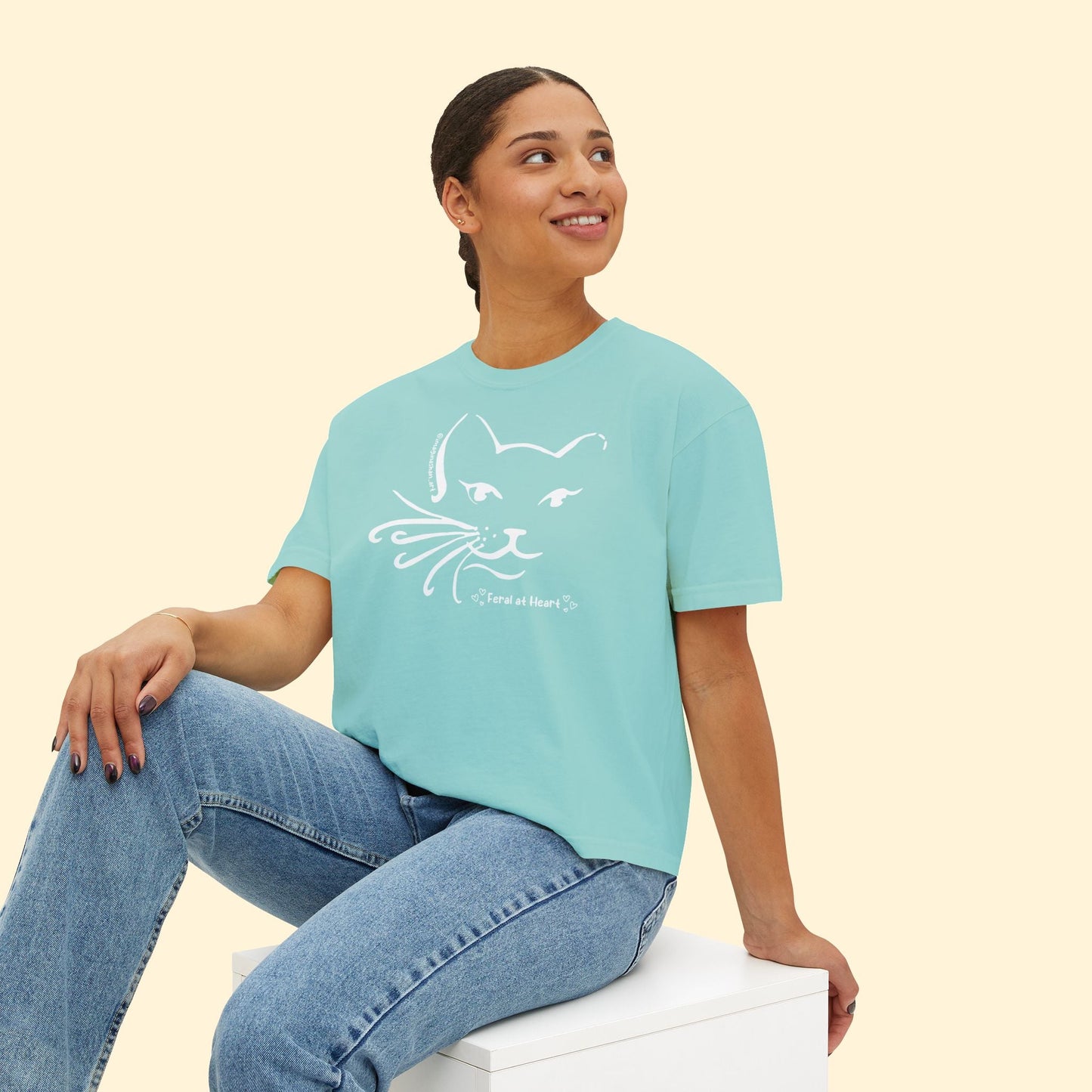 Whiskers | FUNDRAISER for Feral At Heart | Comfort Colors Boxy Tee - Detezi Designs - 29374442714922033373