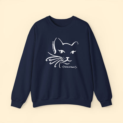 Whiskers | FUNDRAISER for Feral At Heart | Crewneck Sweatshirt - Detezi Designs - 13440720436974818130