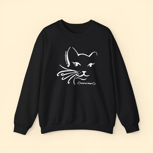 Whiskers | FUNDRAISER for Feral At Heart | Crewneck Sweatshirt - Detezi Designs - 14134815698544542683