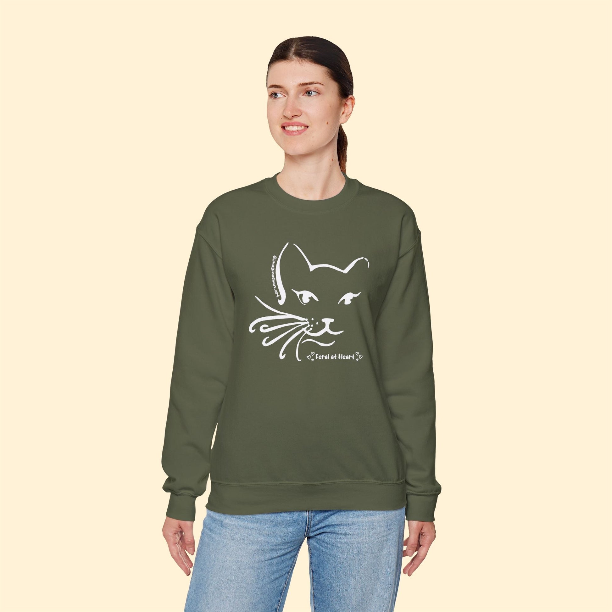 Whiskers | FUNDRAISER for Feral At Heart | Crewneck Sweatshirt - Detezi Designs - 18201213790233701835