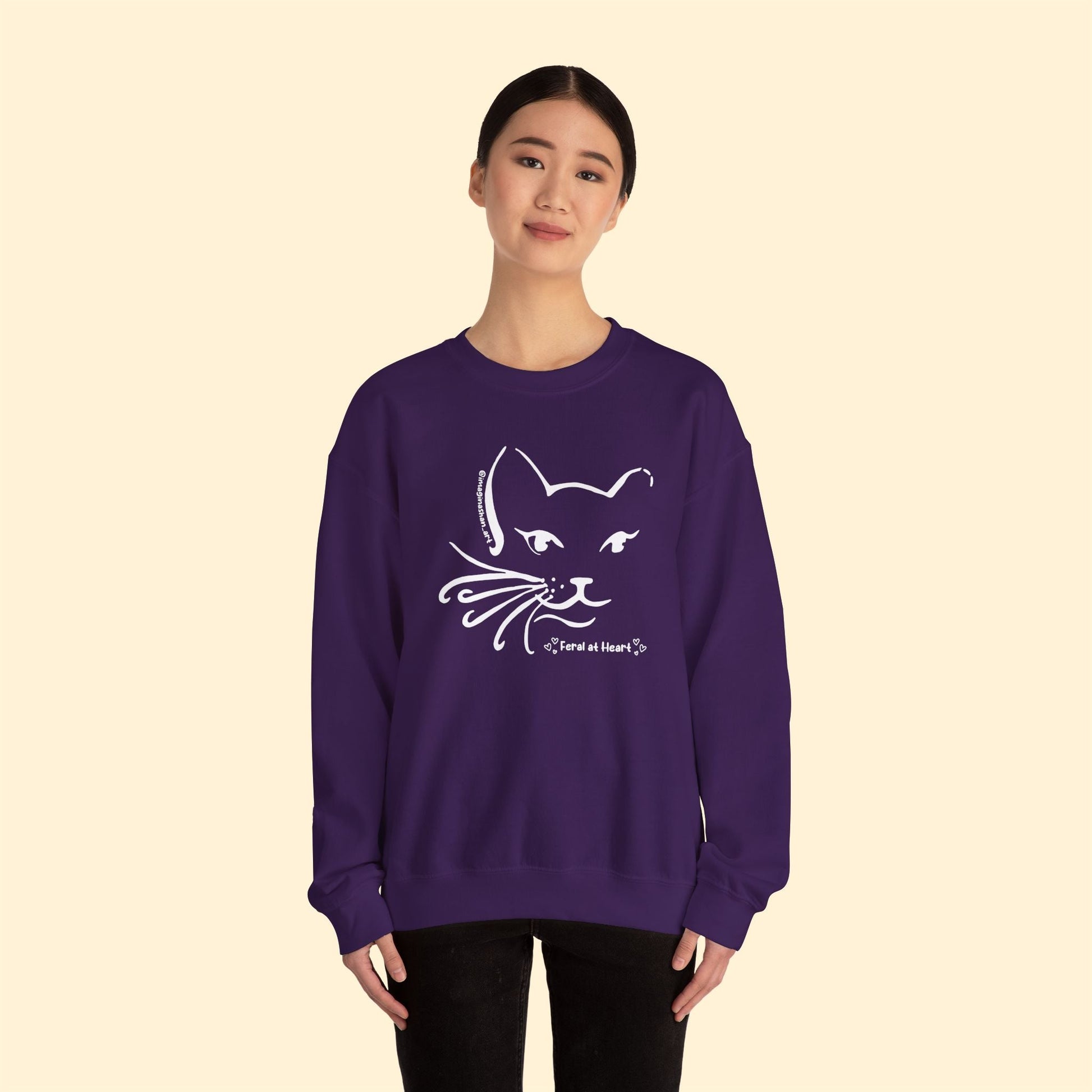 Whiskers | FUNDRAISER for Feral At Heart | Crewneck Sweatshirt - Detezi Designs - 18201213790233701835