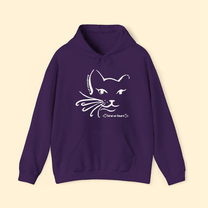 Whiskers | FUNDRAISER for Feral At Heart | Hooded Sweatshirt - Detezi Designs - 98062246278944602515