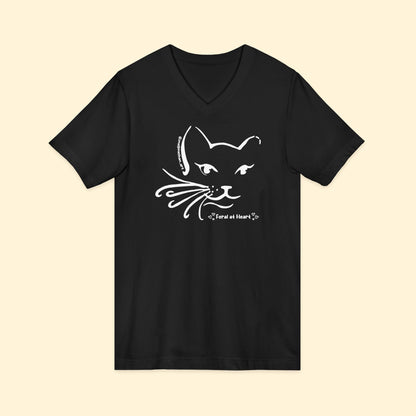 Whiskers | FUNDRAISER for Feral At Heart | Unisex V - Neck Tee - Detezi Designs - 30428718219377592044