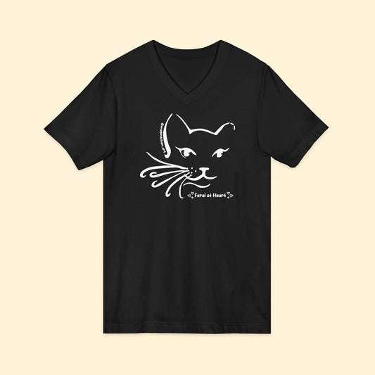 Whiskers | FUNDRAISER for Feral At Heart | Unisex V - Neck Tee - Detezi Designs - 30428718219377592044
