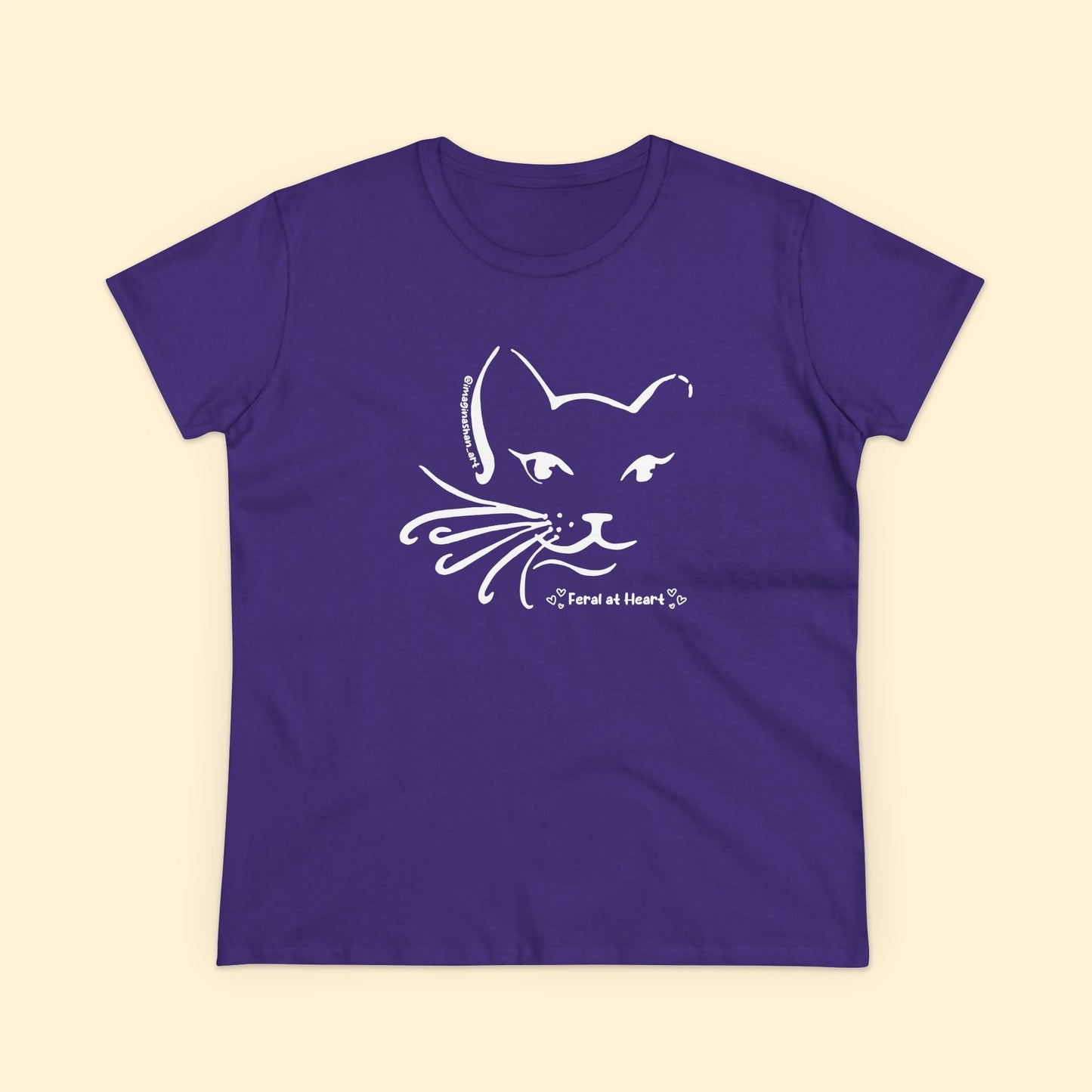 Whiskers | FUNDRAISER for Feral At Heart | Women's Midweight Cotton Tee - Detezi Designs - 10768266970961328956