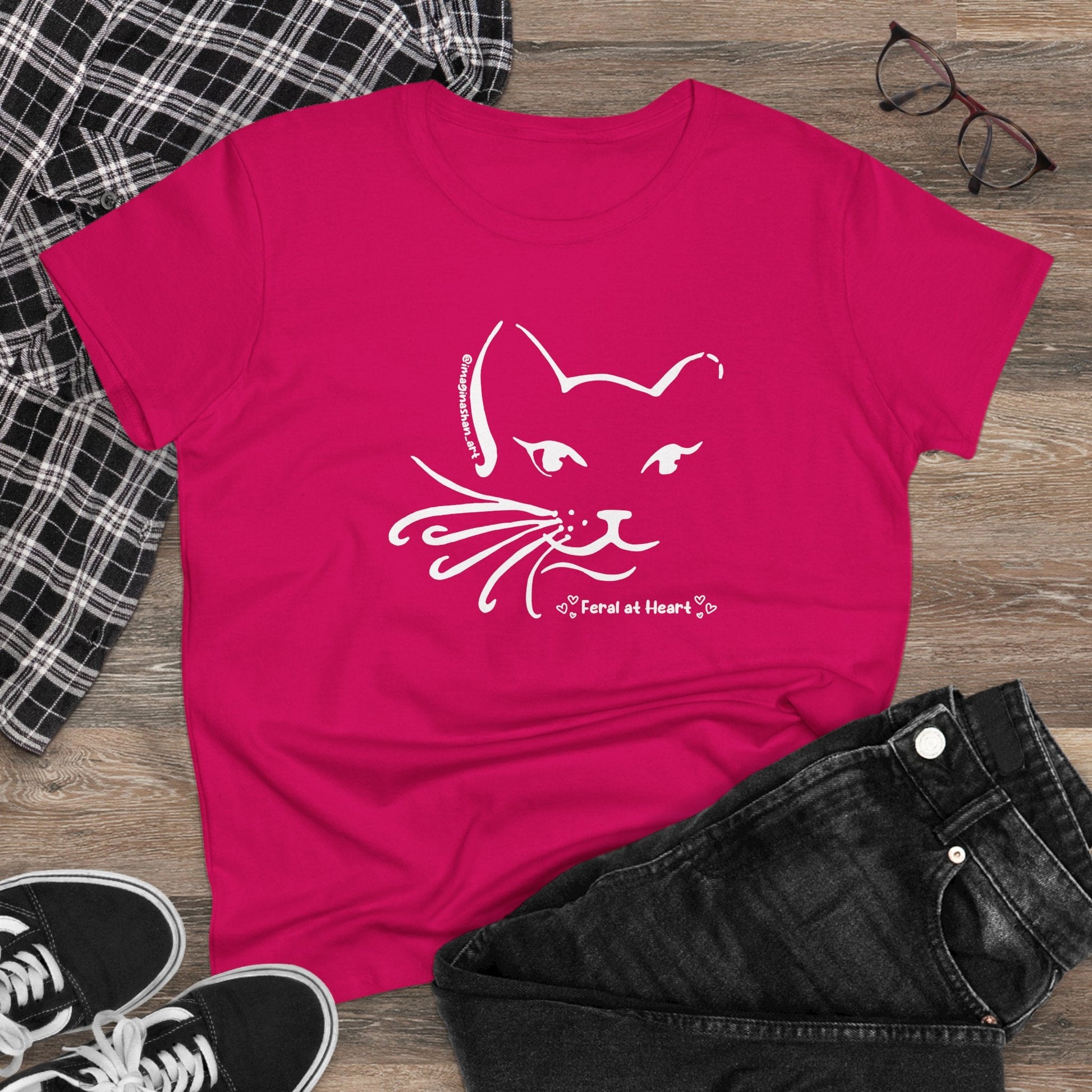 Whiskers | FUNDRAISER for Feral At Heart | Women's Midweight Cotton Tee - Detezi Designs - 10768266970961328956