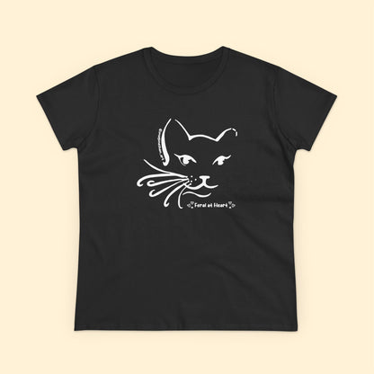 Whiskers | FUNDRAISER for Feral At Heart | Women's Midweight Cotton Tee - Detezi Designs - 23102936620120957560