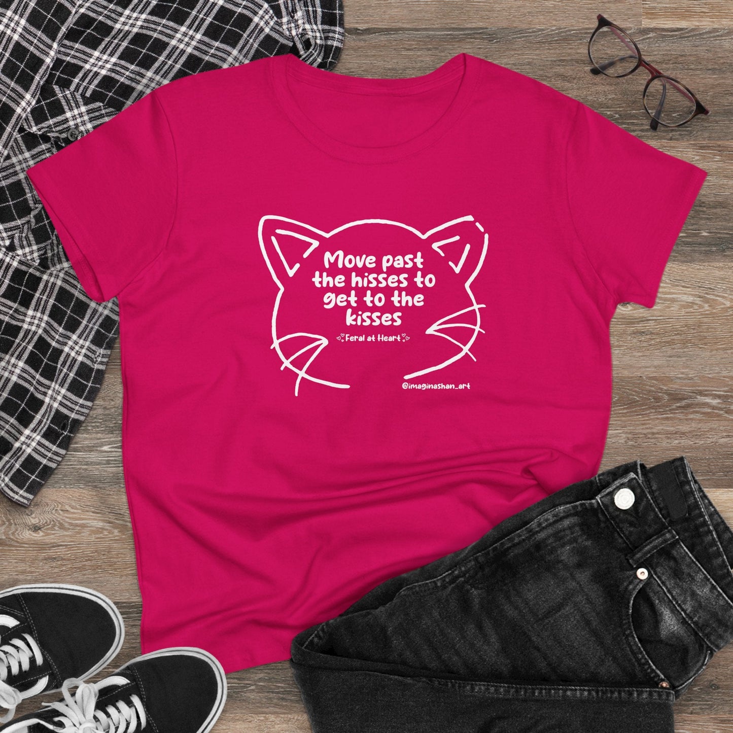 Whiskers | FUNDRAISER for Feral At Heart | Women's Midweight Cotton Tee - Detezi Designs - 30868807561378652814