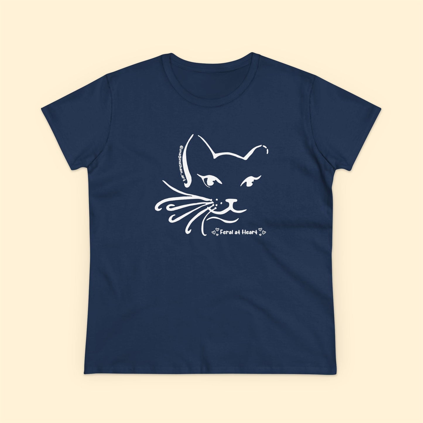 Whiskers | FUNDRAISER for Feral At Heart | Women's Midweight Cotton Tee - Detezi Designs - 91631545498679426272