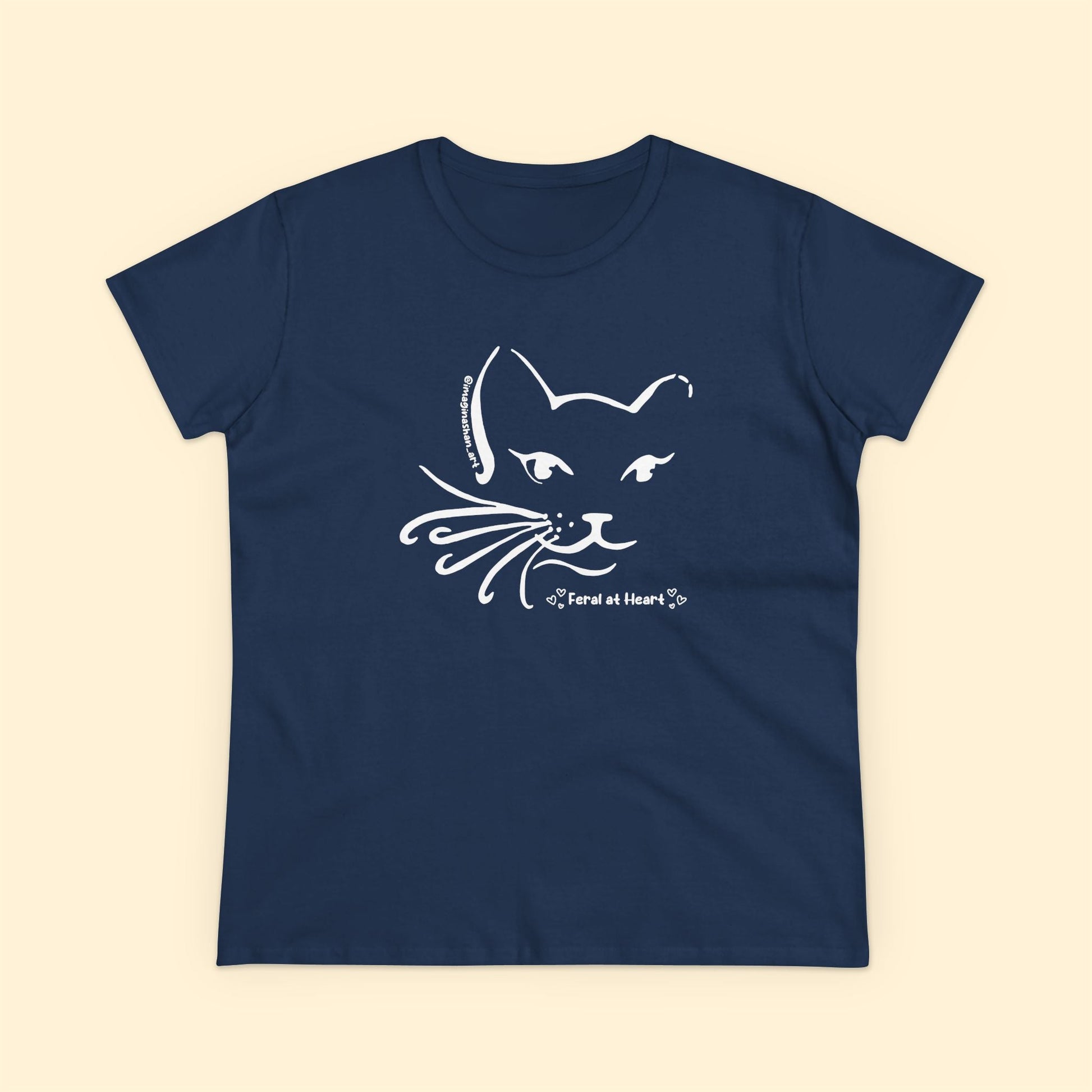 Whiskers | FUNDRAISER for Feral At Heart | Women's Midweight Cotton Tee - Detezi Designs - 91631545498679426272