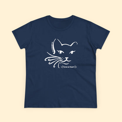 Whiskers | FUNDRAISER for Feral At Heart | Women's Midweight Cotton Tee - Detezi Designs - 91631545498679426272